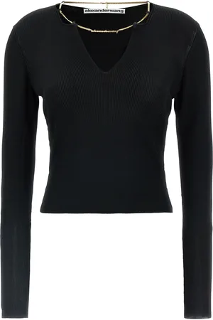 Alexander Wang Gold Nameplate Chain Sweaters And Cardigans