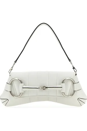Gucci White leather medium Horsebit Chain clutch