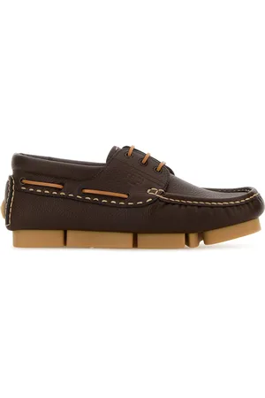 Fendi Chocolate leather Deck loafers