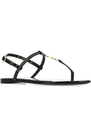 Saint Laurent Black leather Cassandra sandals