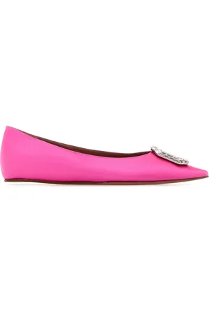 Amina Muaddi Pink satin Camelia ballerinas
