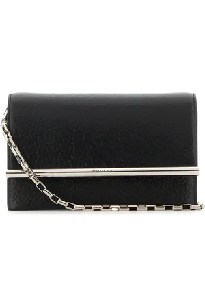 Alexander McQueen Black leather mini Cross-Bar clutch