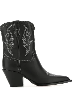 SONORA Black leather Perla ankle boots