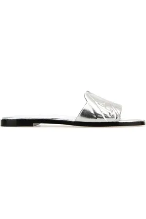 Alexander McQueen Silver leather slippers