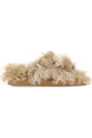 Alexander McQueen Beige eco fur slippers