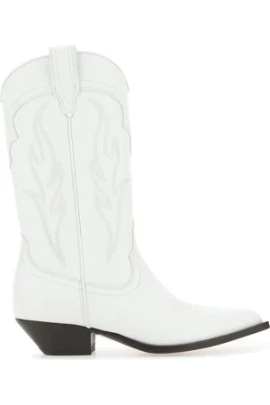 SONORA White leather Santa Fe ankle boots