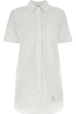 Thom Browne White piquet mini shirt dress