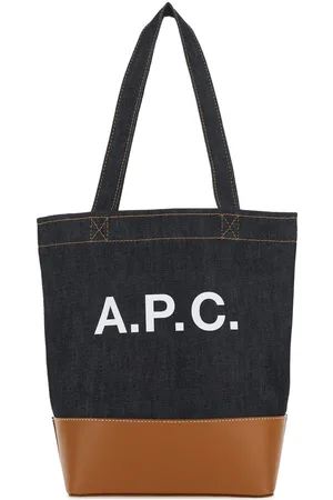 A.P.C. Two-tone denim and leather Axelle shopping bag