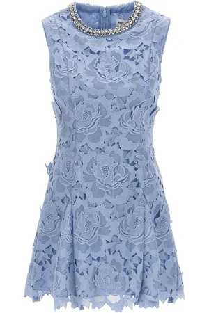 Self-Portrait Blue Flower Lace Mini Dresses
