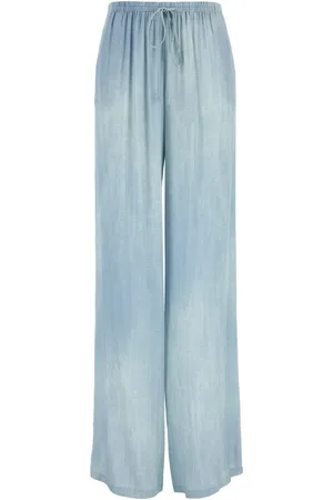 ERMANNO SCERVINO Light blue viscose wide leg pant