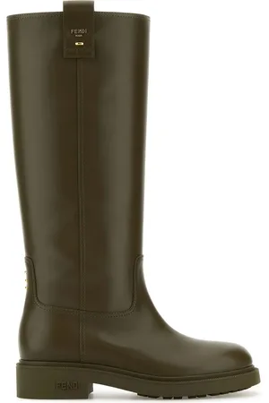 Fendi Army green leather Filo boots