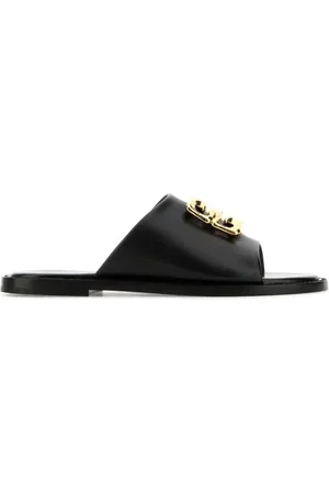 Givenchy Black leather 4G Liquid slippers