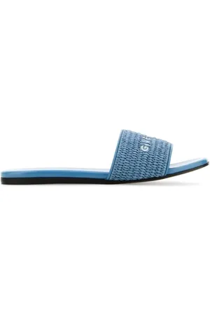 Givenchy Denim blue raffia 4G slippers