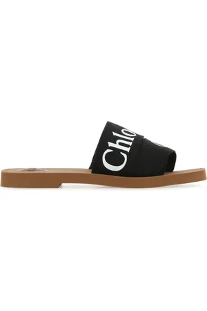 Chloé Black linen Woody slippers