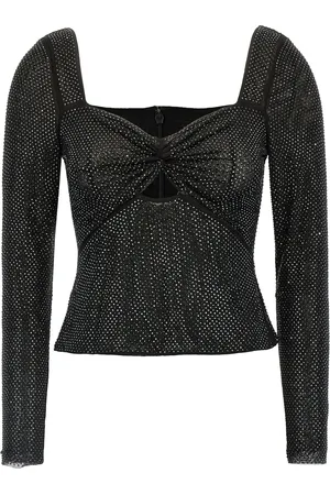 Self-Portrait Rhinestone Mesh Tops