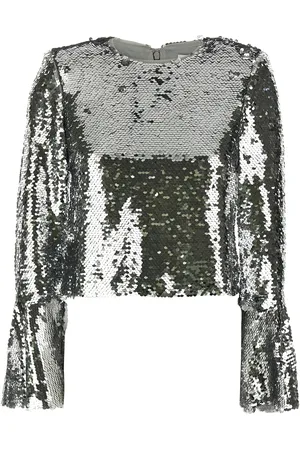 Self-Portrait Sequin Flared Sleeve Tops