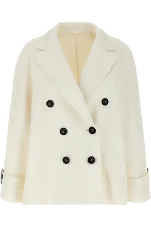Brunello Cucinelli Double-Breasted Blazer Blazer And Suits White