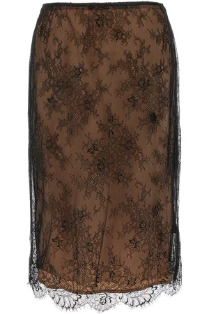 Self-Portrait Black Lace Midi Skirts Black