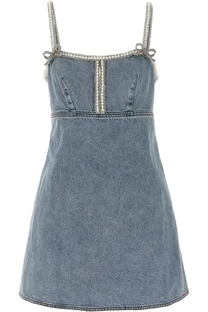 Self-Portrait Light Blue Denim Pearl Mini Dress Dresses Light Blue