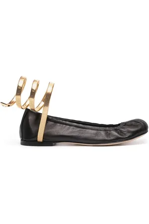 RENE CAOVILLA Black Gold Ballet Flats