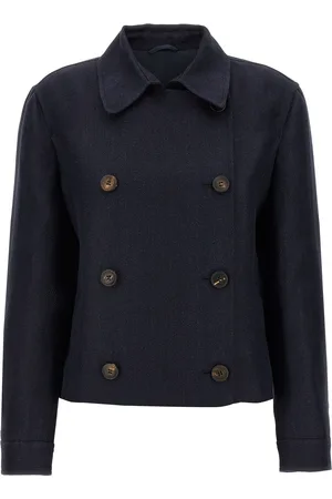 Brunello Cucinelli Cropped Caban Casual Jackets And Parka Blue