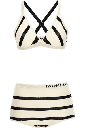 Moncler Bouclé Striped Bikini Beachwear White/Black