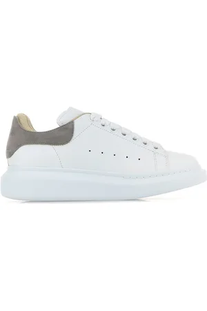 Alexander McQueen White leather sneakers with grey suede heel