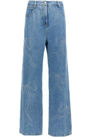 Mach & Mach Crystal Ribbon Hot Fix Jeans Light Blue