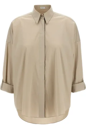 Brunello Cucinelli Monile Poplin Shirt Shirt And Blouse Beige