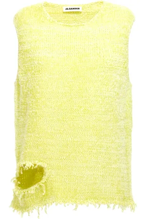 Jil Sander Destroyed Chenille Vest Gilet Yellow