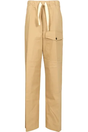 DRIES VAN NOTEN Cotton With Drawstring Trousers Beige