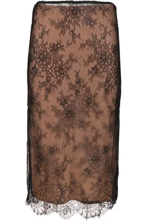 Self-Portrait Lace Midi Skirt Skirts Black