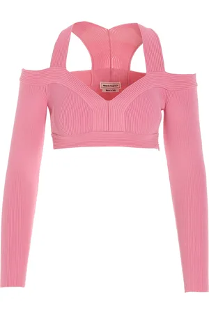 Alexander McQueen Off-Shoulder Cropped Top Tops