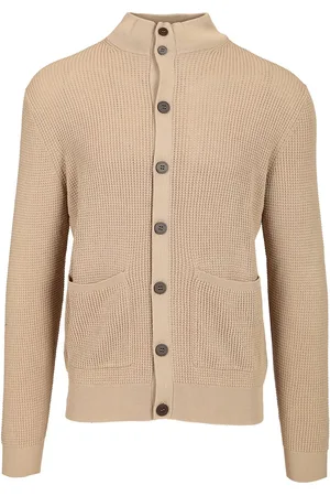 BALLANTYNE Rice Stitch Cotton Cardigan Knitwear Beige