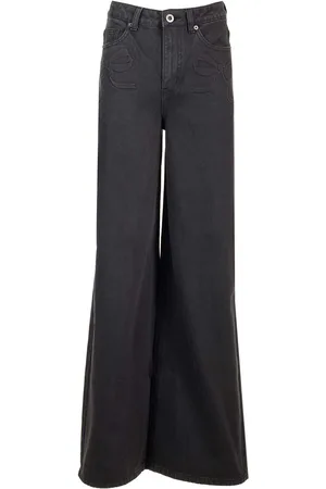Self-Portrait Wide Leg Gray Jeans Grey