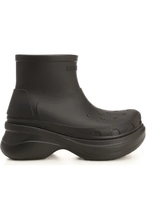 Balenciaga Crocs Rubber Ankle Boots Black