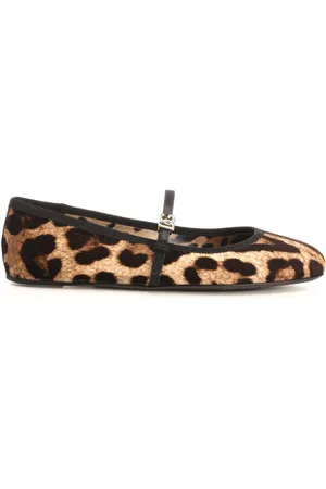Dolce & Gabbana Printed Velvet Ballerina Scarpe Basse Animalier