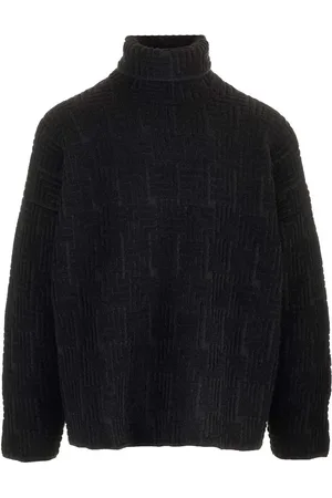 FEAR OF GOD Black Turtleneck In Jacquard Wool Sweatshirts Black