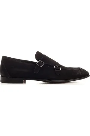 Corvari Double Buckle Suede Loafer Lace-Up Shoes Black