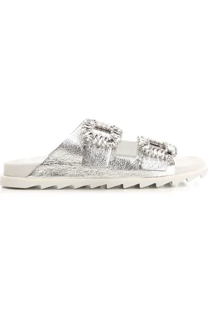 Roger Vivier Slidy Viv Sandals Silver
