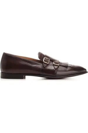 Corvari Double Buckle Loafers Lace-Up Shoes Brown