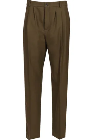 Saint Laurent Baggy Pants In Wool Gabardine Trousers Green
