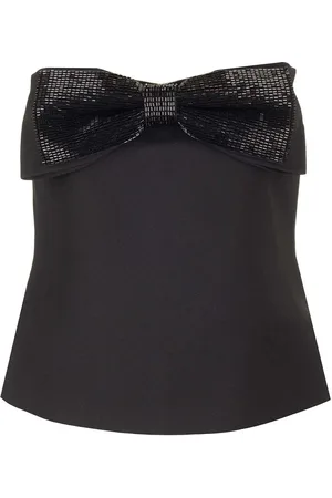 Self-Portrait Bow Bandeau Top Tops Black