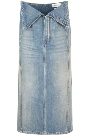 Alexander McQueen Delavè Denim Midi Skirt Skirts Blue