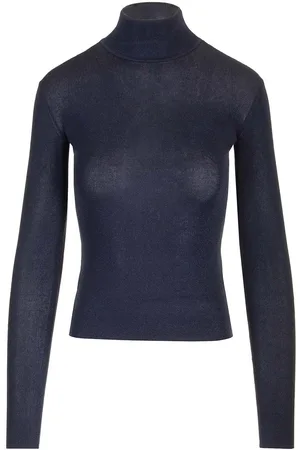 Self-Portrait Navy Viscose Knit Top Tops Blue