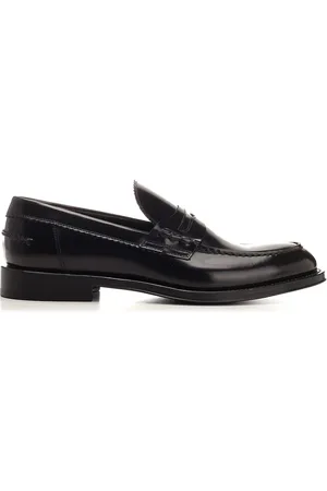 Corvari Brushed Leather Penny Loafer Lace-Up Shoes Black