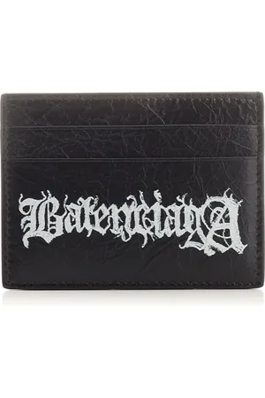 Balenciaga Black Card Holder With Logo Wallets Black