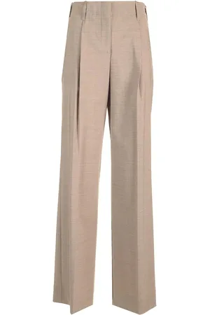 P.A.R.O.S.H. Stretch Wool Gabardine Trousers Beige