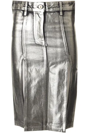 The Attico Coated Midi Skirt Skirts Silver