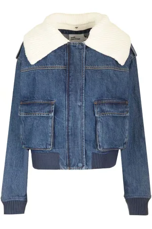 Self-Portrait Bomber Style Denim Jacket Jackets Blue